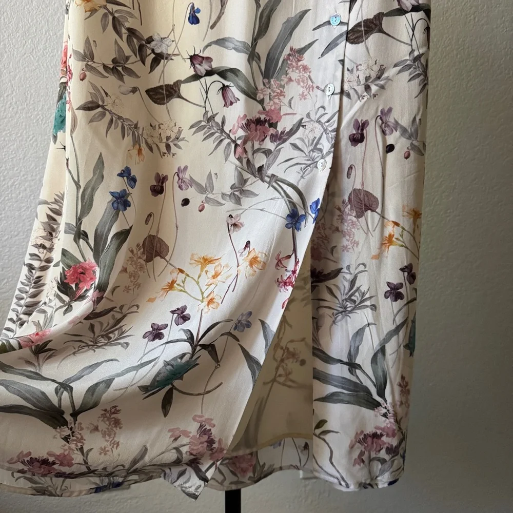 100% Silk Amour Vert Botanical Midi Skirt - Picture 7 of 10